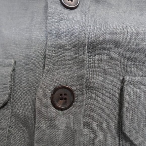 Spier Mackay Shirt Medium Green 100% Linen Handmade - Picture 3 of 12